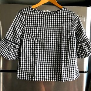 Ripe Checkered Blouse M ¾ bell sleeve